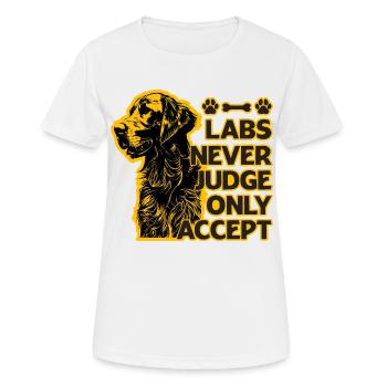 Les labos ne jugent jamais, seulement accepter - T-shirt respirant Femme - blanc - Devant - AI Model Female 172 dark (172cm)