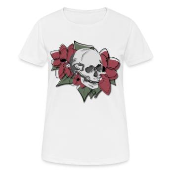 Skull in flowers - Women's Breathable T-Shirt - white - Front - AI Model Female 172 dark (172cm)