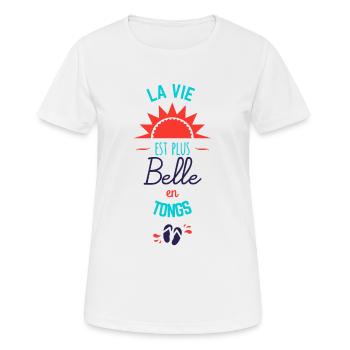 En tong - T-shirt respirant Femme - blanc - Devant - AI Model Female 172 dark (172cm)