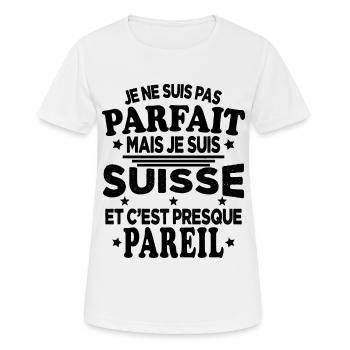 Je Ne Suis Pas Parfait Mais Je Suis Suisse - T-shirt respirant Femme - blanc - Devant - AI Model Female 172 dark (172cm)