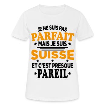 Je Ne Suis Pas Parfait Mais Je Suis Suisse - T-shirt respirant Femme - blanc - Devant - AI Model Female 172 dark (172cm)