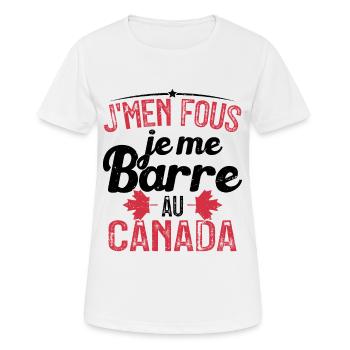 J'men fous je me barre au canada - T-shirt respirant Femme - blanc - Devant - AI Model Female 172 dark (172cm)