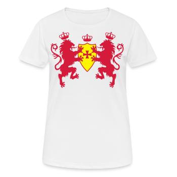 Loewen avec la couronne 2c Templier Croix Shield - T-shirt respirant Femme - blanc - Devant - AI Model Female 172 dark (172cm)