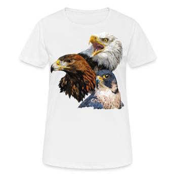 Pygargue à tête blanche, aigle royal et faucon pèlerin - T-shirt respirant Femme - blanc - Devant - AI Model Female 172 dark (172cm)