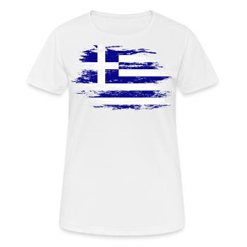 Griechenland Flagge used - Frauen T-Shirt atmungsaktiv - Weiß - Vorne - AI Model Female 172 dark (172cm)