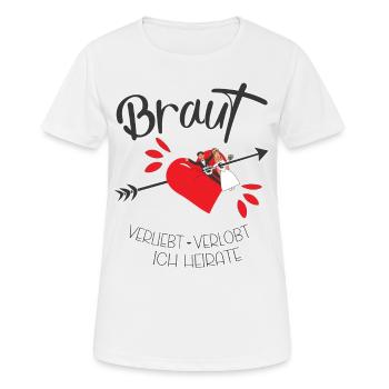 Braut mit Pfeil verliebt verlobt ich heirate - Frauen T-Shirt atmungsaktiv - Weiß - Vorne - AI Model Female 172 dark (172cm)