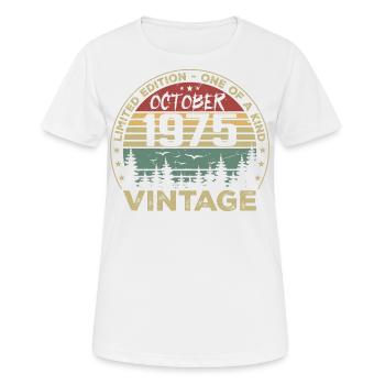 Vintage Jubiläum Hergestellt im Oktober 1975 - Frauen T-Shirt atmungsaktiv - Weiß - Vorne - AI Model Female 172 dark (172cm)