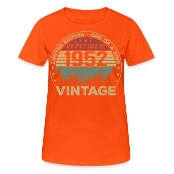Vintage Retro Dezember 1952 Geburtstagsgeschenk - Frauen T-Shirt atmungsaktiv - Neonorange - Vorne - AI Model Female 172 dark (172cm)