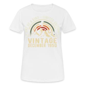 Dezember 1950 - Ausgezeichnet seit Dezember 1950 - Frauen T-Shirt atmungsaktiv - Weiß - Vorne - AI Model Female 172 dark (172cm)