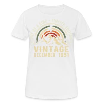 Dezember 1951 - Ausgezeichnet seit Dezember 1951 - Frauen T-Shirt atmungsaktiv - Weiß - Vorne - AI Model Female 172 dark (172cm)