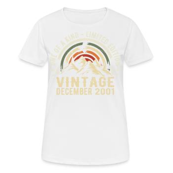 Dezember 2001 - Ausgezeichnet seit Dezember 2001 - Frauen T-Shirt atmungsaktiv - Weiß - Vorne - AI Model Female 172 dark (172cm)