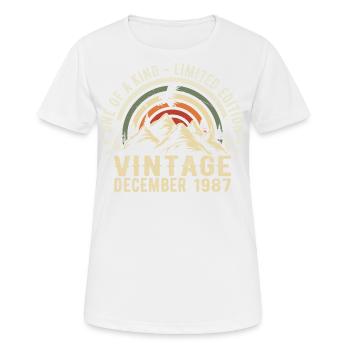 Dezember 1987 - Ausgezeichnet seit Dezember 1987 - Frauen T-Shirt atmungsaktiv - Weiß - Vorne - AI Model Female 172 dark (172cm)
