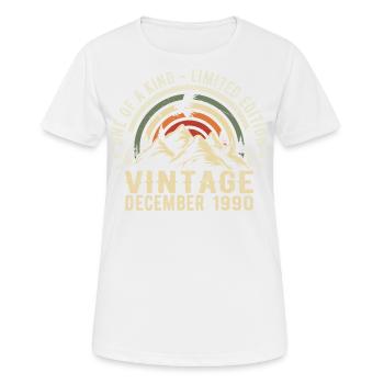 Dezember 1990 - Ausgezeichnet seit Dezember 1990 - Frauen T-Shirt atmungsaktiv - Weiß - Vorne - AI Model Female 172 dark (172cm)