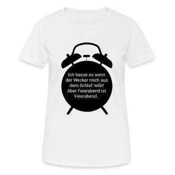 Feierabend - Wecker Design - Frauen T-Shirt atmungsaktiv - Weiß - Vorne - AI Model Female 172 dark (172cm)
