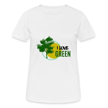 I love Green - J’aime vert - T-shirt respirant Femme - blanc - Devant - AI Model Female 172 dark (172cm)