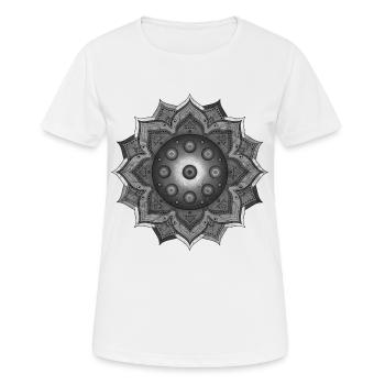 HANDPAN hang drum MANDALA black grey - Frauen T-Shirt atmungsaktiv - Weiß - Vorne - AI Model Female 172 dark (172cm)
