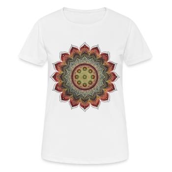 HANDPAN hang drum MANDALA earth colors - Frauen T-Shirt atmungsaktiv - Weiß - Vorne - AI Model Female 172 dark (172cm)