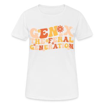 Gen X The Feral Generation Funny Generation X - T-shirt respirant Femme - blanc - Devant - AI Model Female 172 dark (172cm)