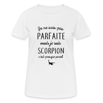 Je ne suis pas parfaite mais je suis scorpion - T-shirt respirant Femme - blanc - Devant - AI Model Female 172 dark (172cm)