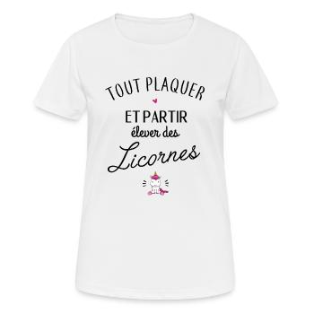 Partir élever des licornes - T-shirt respirant Femme - blanc - Devant - AI Model Female 172 dark (172cm)