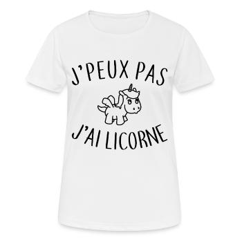 J'peux pas j'ai licorne - T-shirt respirant Femme - blanc - Devant - AI Model Female 172 dark (172cm)