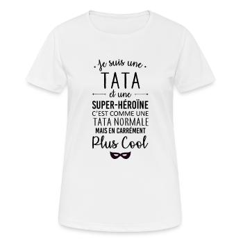 Tata et super-héroïne - T-shirt respirant Femme - blanc - Devant - AI Model Female 172 dark (172cm)