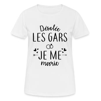 Désolée les gars je me marie - T-shirt respirant Femme - blanc - Devant - AI Model Female 172 dark (172cm)