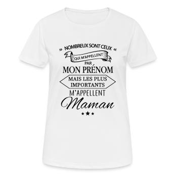 Prénom / Maman - T-shirt respirant Femme - blanc - Devant - AI Model Female 172 dark (172cm)
