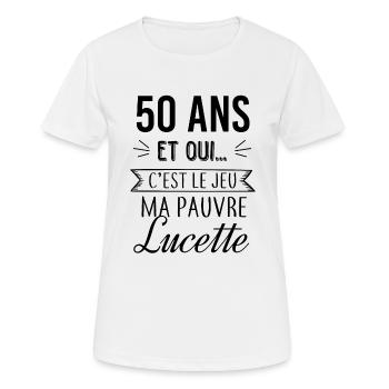 Pauvre Lucette 50 ans - T-shirt respirant Femme - blanc - Devant - AI Model Female 172 dark (172cm)