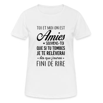 On est amies - T-shirt respirant Femme - blanc - Devant - AI Model Female 172 dark (172cm)