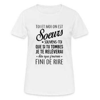 On est soeurs - T-shirt respirant Femme - blanc - Devant - AI Model Female 172 dark (172cm)