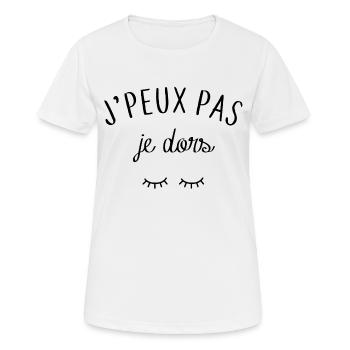 J'peux pas je dors - T-shirt respirant Femme - blanc - Devant - AI Model Female 172 dark (172cm)
