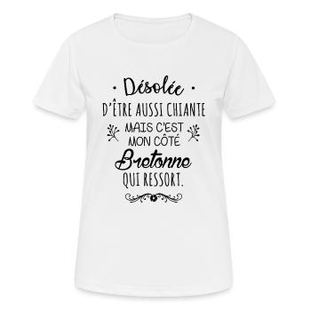 Mon côté Bretonne - T-shirt respirant Femme - blanc - Devant - AI Model Female 172 dark (172cm)