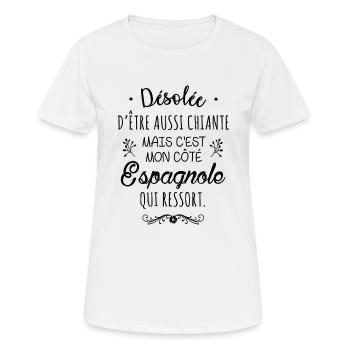 Mon côté Espagnole - T-shirt respirant Femme - blanc - Devant - AI Model Female 172 dark (172cm)