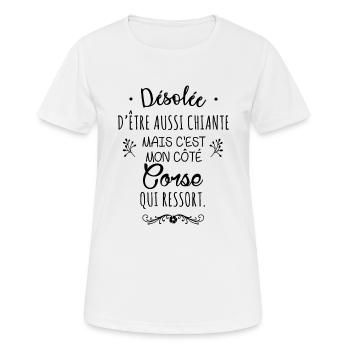 Mon côté Corse - T-shirt respirant Femme - blanc - Devant - AI Model Female 172 dark (172cm)