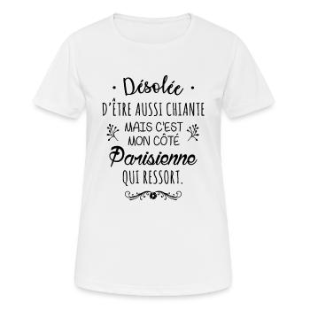 Mon côté Parisienne - T-shirt respirant Femme - blanc - Devant - AI Model Female 172 dark (172cm)