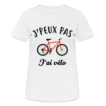 J'peux pas j ai vélo - T-shirt respirant Femme - blanc - Devant - AI Model Female 172 dark (172cm)