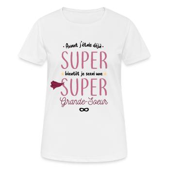 Super grande soeur - T-shirt respirant Femme - blanc - Devant - AI Model Female 172 dark (172cm)
