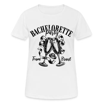 Bachelorette Party - Team Braut - Name eintragen - Frauen T-Shirt atmungsaktiv - Weiß - Vorne - AI Model Female 172 dark (172cm)