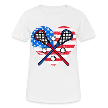 Lacrosse USA Flag - Women's Breathable T-Shirt - white - Front - AI Model Female 172 dark (172cm)