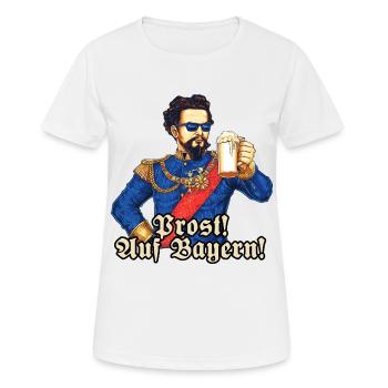 Prost II - Koenig Ludwig mit Bier - RAHMENLOS - Frauen T-Shirt atmungsaktiv - Weiß - Vorne - AI Model Female 172 dark (172cm)