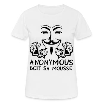anonymous boit mousse biere alcool humou - T-shirt respirant Femme - blanc - Devant - AI Model Female 172 dark (172cm)