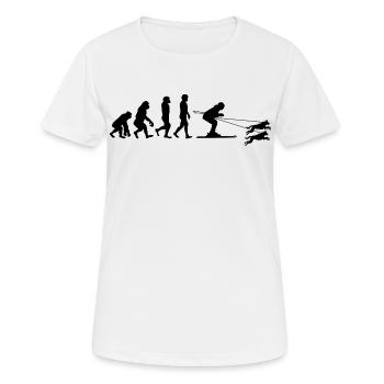 Hund Skijöring Skifahren Wintersport Evolution - Frauen T-Shirt atmungsaktiv - Weiß - Vorne - AI Model Female 172 dark (172cm)