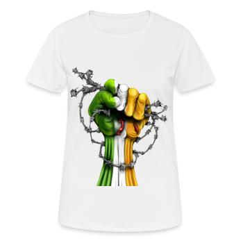 Irish Freedom Fist - T-shirt respirant Femme - blanc - Devant - AI Model Female 172 dark (172cm)