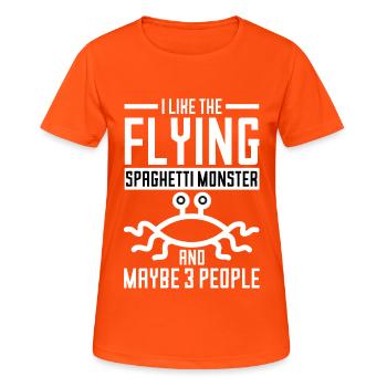 Fliegendes Spaghettimonster Pastafari Pastafariani - Frauen T-Shirt atmungsaktiv - Neonorange - Vorne - AI Model Female 172 dark (172cm)