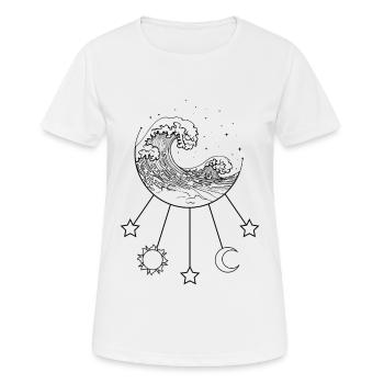 Bohemian Aesthetic Great Wave Off Kanagawa - Women's Breathable T-Shirt - white - Front - AI Model Female 172 dark (172cm)