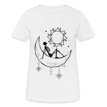 Bohemian Aesthetic Gothic Skeleton Sun and Moon - Women's Breathable T-Shirt - white - Front - AI Model Female 172 dark (172cm)
