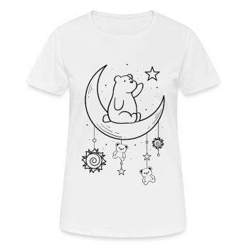 Bohemian Aesthetic Kawaii Bear Sun and Moon - Women's Breathable T-Shirt - white - Front - AI Model Female 172 dark (172cm)