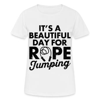 Drôle de corde à sauter C’est une belle journée pour Sei - T-shirt respirant Femme - blanc - Devant - AI Model Female 172 dark (172cm)