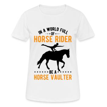 Voltige amusante sur le cheval - T-shirt respirant Femme - blanc - Devant - AI Model Female 172 dark (172cm)